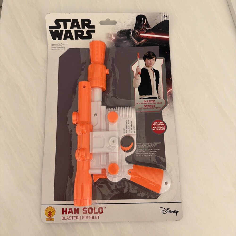 NEW Disney Star Wars Rubies Han Solo DL-44 Blaster Costume Orange White Sound FX